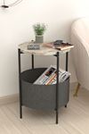 Bofigo Coffee Table with Bag Newspaper Holder Bookshelf  Flowerpot Pine